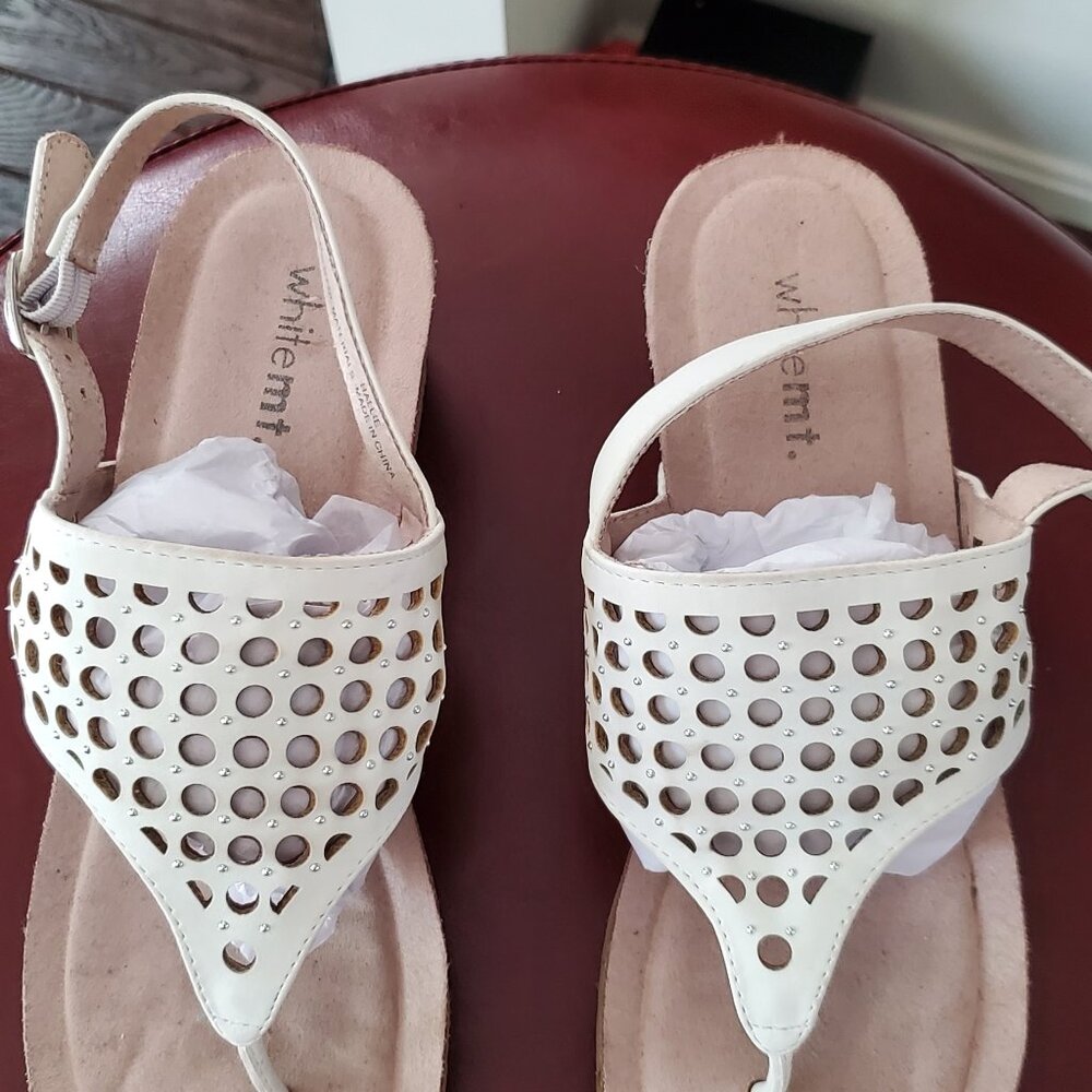 White/Studded Wedged Sandals